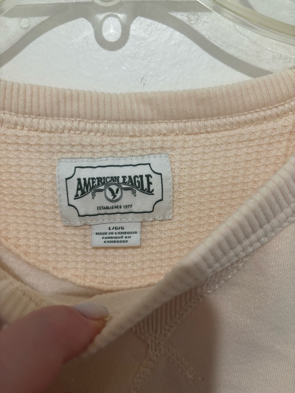 A.EAGLE Cream Sweatshirt with Burgundy Logo - Picture 3 of 5